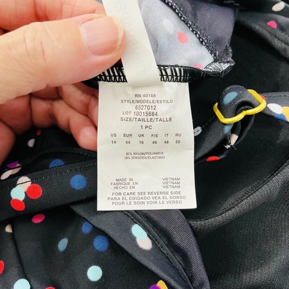 Trimshaper Black Tankini with Confetti Polka Dot pattern Women's Size 14 NWT - Picture 6 of 7